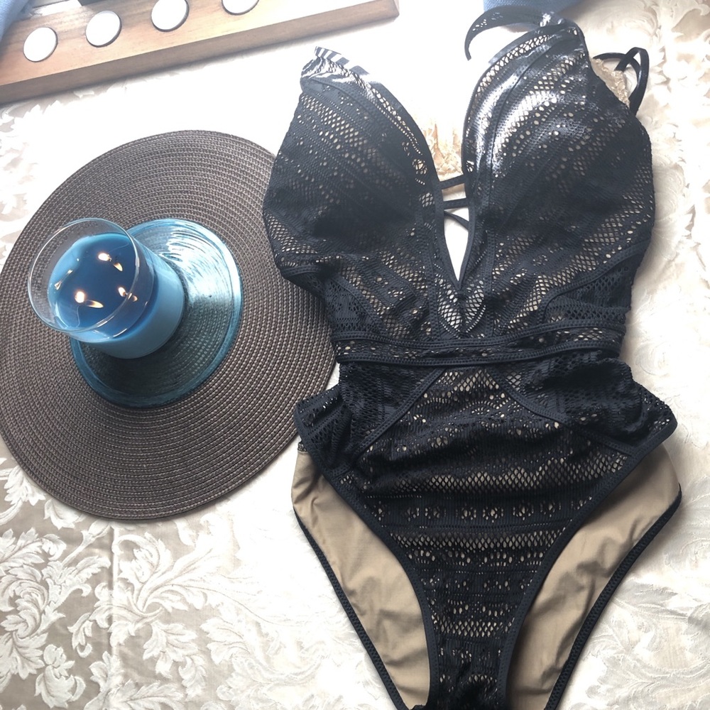 Becca Color Play Crochet Plunging One-Piece